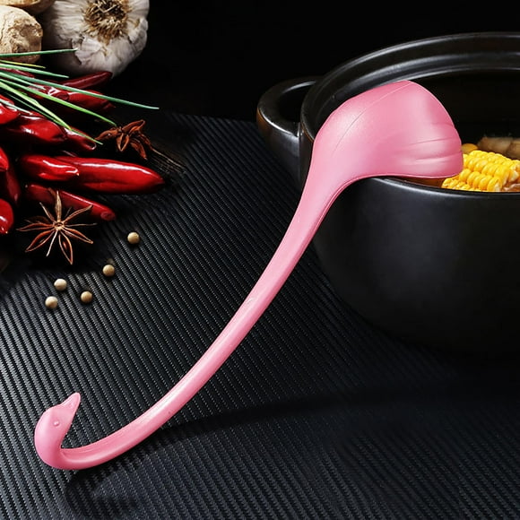 Cuchara sopera de mango largo con bandeja para servir | Cucharón grande para sopas y guisos | Utensilio ergonómico para comer en casa y recibir invitados