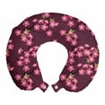 thumbnail image 1 of Cherry Blossom Travel Pillow Neck Rest, April in Asia Seasonal Trees in Full Blossom Far Eastern Garden Botany, Memory Foam Traveling Accessory Airplane and Car, 12", Plum Pink Green, by Ambesonne, 1 of 3