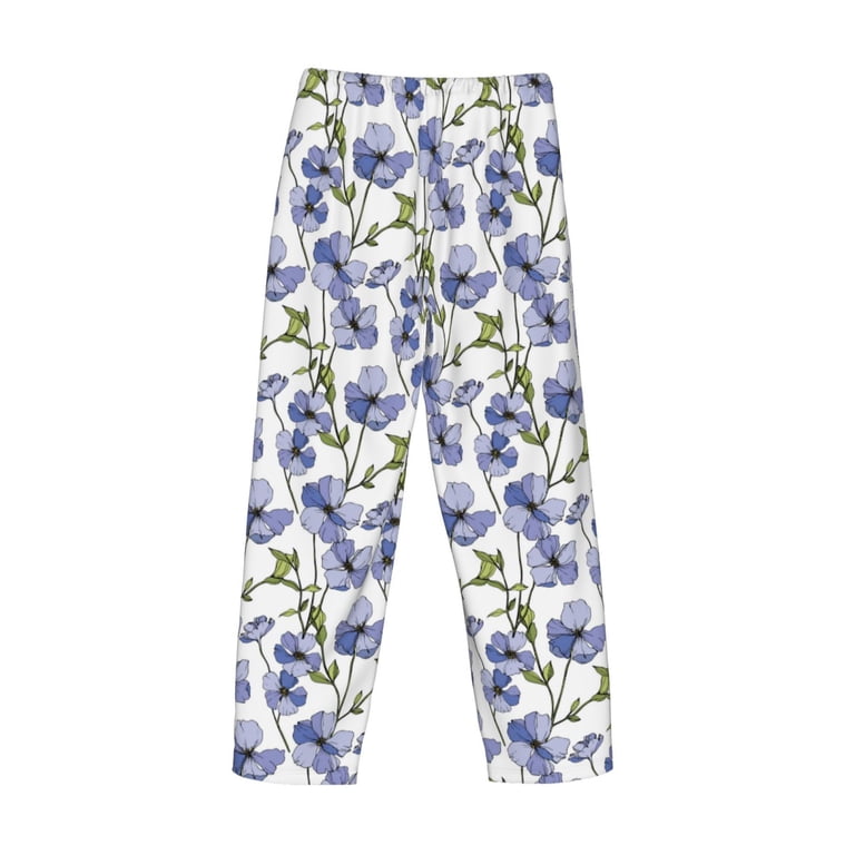 Xecao Blue Flax Flowers Men's Straight Lounge Pajama Pants: The