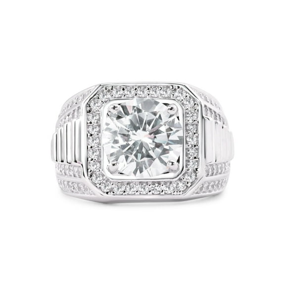 Rhodium Plated 925 Sterling Silver Statement Studded Clear CZ Ring White Jewelry Female Size 9