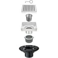 thumbnail image 5 of HEATGENE 4-Inches Square Shower Drain with Flat Cover, Stainless Steel Shower Floor Drain with Removable Square Pattern Grate, Floor Shower Drain with Hair Strainer, Brushed, 5 of 7