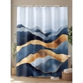 thumbnail image 4 of Abstract Graffiti Shower Curtain, Blue Gold Stripe Water Ripples Waterproof Shower Curtain Set with 12 Hooks Lightweight Washable Fabric Shower Curtains for Bathroom 60x72 Inches, 4 of 6