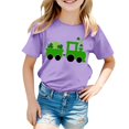 thumbnail image 4 of Toddler Girls Tops & T-Shirts Summer St. Patrick's Day Crew Neck Short Sleeve Casual Basic Tshirts Outwear,Purple,6-7 Years, 4 of 4