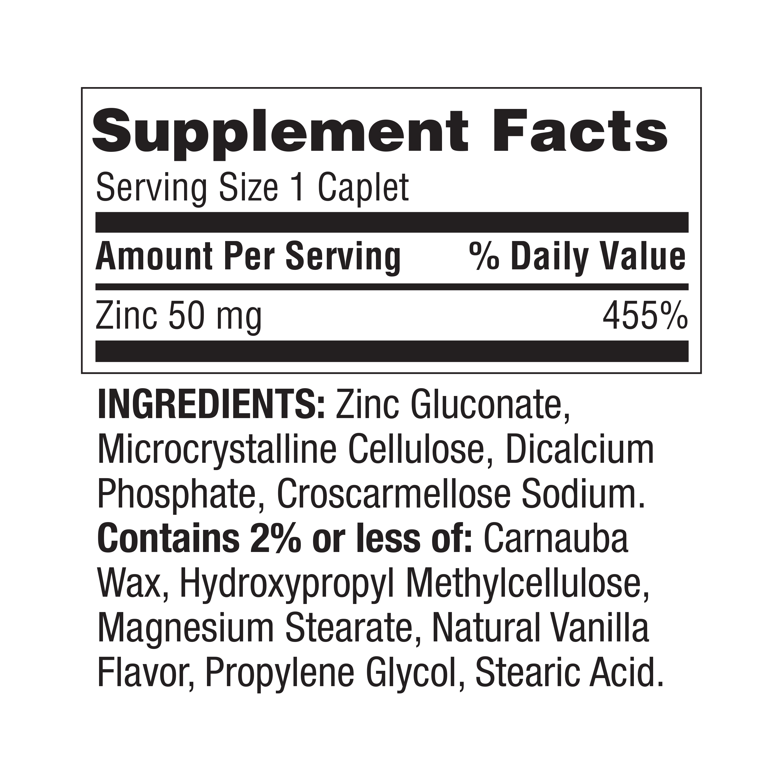 Spring Valley Zinc Immune Health Dietary Supplement Caplets, 50 mg, 200 Count - image 2 of 5