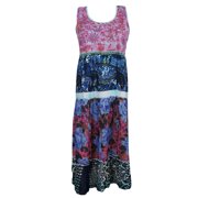 Mogul Womens Sleeveless Midi Dress Printed Bohemian Style Beach Dresses