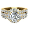 thumbnail image 4 of Diamond Wedding Ring Set for Women Round Brilliant Halo Rings With Enhancer Bands 14K Gold 1.70 Carat, 4 of 5