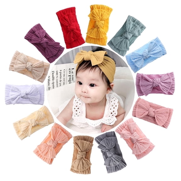 （1PCS）Baby Nylon Headbands Hair Bows Elastics Handmade Hair Accessories for Baby Girls Babies Newborn Infant Toddler 0-3 0-6 6-12 Months-（White）