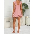 thumbnail image 3 of Womens Pajamas Set 2 Piece Ruffle  Soft Tank Top and Shorts Sleepwear Set Bridal Pajama for Women Set, 3 of 7