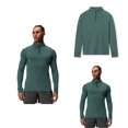 thumbnail image 4 of Men's Fitness Tops Elasticity Slim Fit Quarter Zip Long Sleeved Tops Green L, 4 of 8