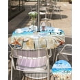 thumbnail image 5 of Fsddascl Coastal Beach Outdoor Tablecloth - 60 Inch Round Dining Table Cover, Summer Ocean Wave Starfish Shell Plank Waterproof Outdoor Table Cloth with Umbrella Hole & Zipper for Picnic/Patio/Party, 5 of 7