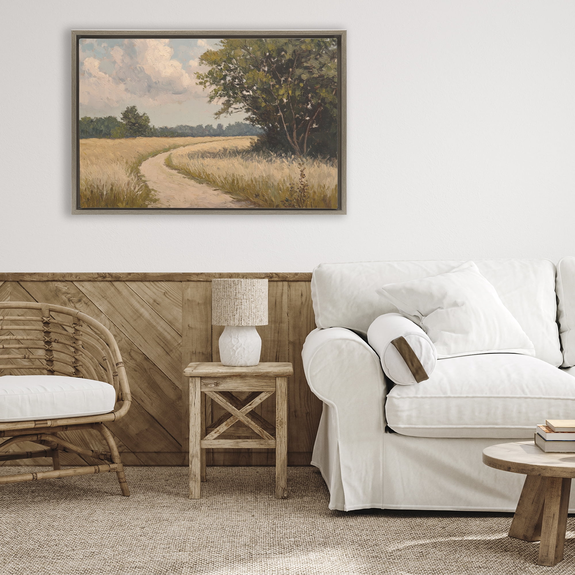 Stupell Industries Peaceful Thinking Path Brown Framed Floater Canvas Wall Art, design by Petal Prints Design