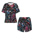 thumbnail image 2 of Yiaed Paisley Print Short Sleeve Pajama Sets for Women Casual Crew Neck 2 Piece Lounge Sets Women's Short-Sleeved Pajama-Medium, 2 of 5