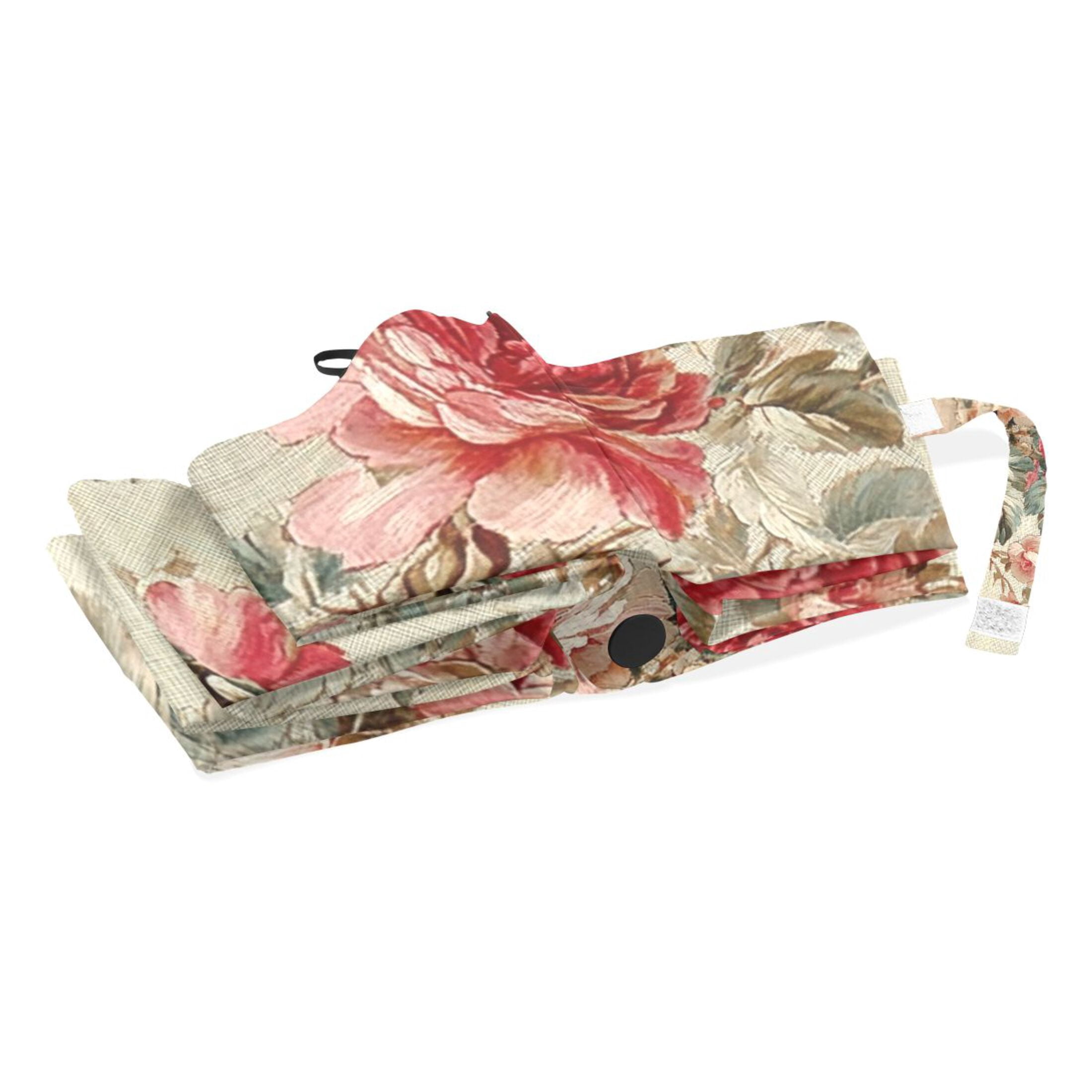 YAZAOO One-Touch Auto Open Close Rain Umbrella With Creative Classic Rose Garden Fabric Pattern