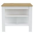 thumbnail image 3 of Cterwk 35" H Kitchen Island Table with 3 Open Storage Shelves, White + Light Brown, 3 of 5
