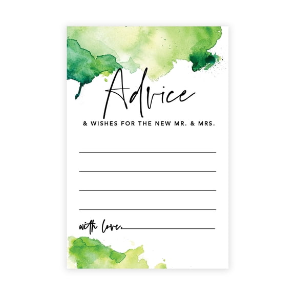 Koyal Wholesale Ombre Green Watercolor Wedding Advice & Well Wishes Guest Book Cards for Bride and Groom, 56 Pack