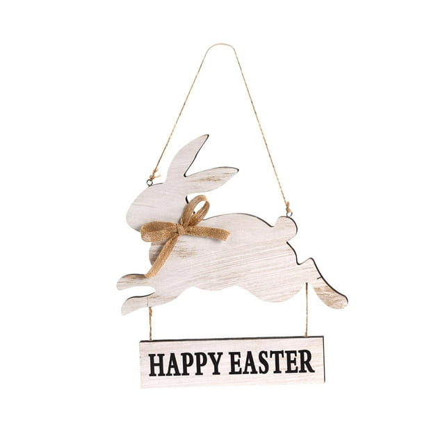 Happy Easter Sign Bunny cadena colgante Placa de madera decorativa para delantero de la casa Favores de fiesta