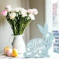 thumbnail image 2 of Easter Hello Spring Bunny Sign Wood Glittered Hello Rl1710, 2 of 5