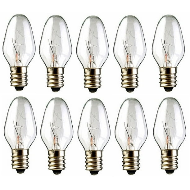 Boîte de 10 Ampoules de Veilleuse 15C7 Transparentes 15W 120V E12