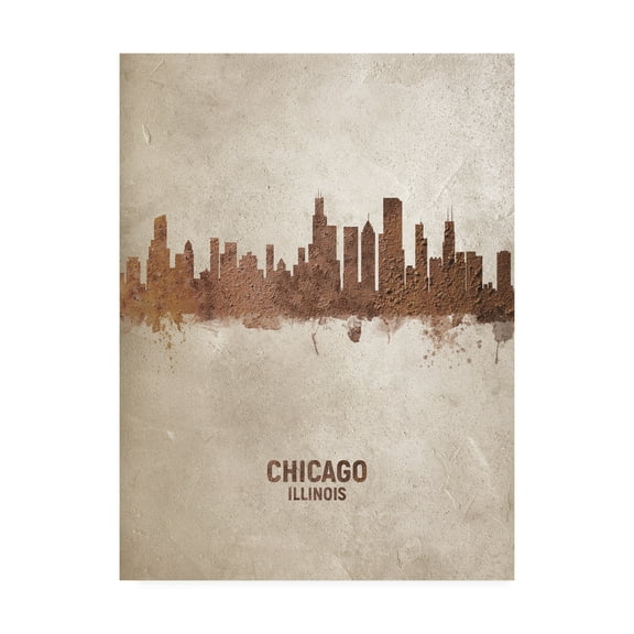 Trademark Fine Art 'Chicago Illinois Rust Skyline' Canvas Art by Michael Tompsett