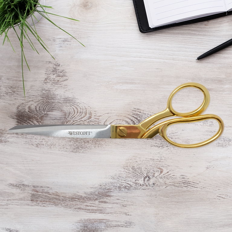 Westcott 9 Inch Bent Stainless Steel Fabric Scissors with Gold