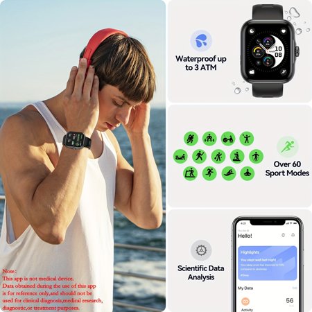 Smart Watch for Men Women(Answer/Make Calls), Built In GPS Fitness Watch, 1.78" AMOLED Touchscreen, Fitness Tracker with Step Counter, Sleep Monitor, IP68 Waterproof Smartwatch Black/White/Purple