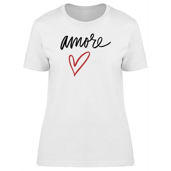 Amore Red Heart On White T-Shirt Women -Image by Shutterstock, Female Medium