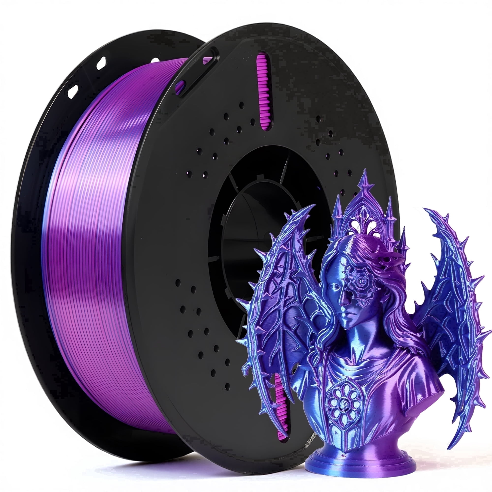Epelay Silk PLA 3D Printer Filament 1.75mm 1kg Spool Dual Color Blue & Purple Compatible with Most FDM Printers