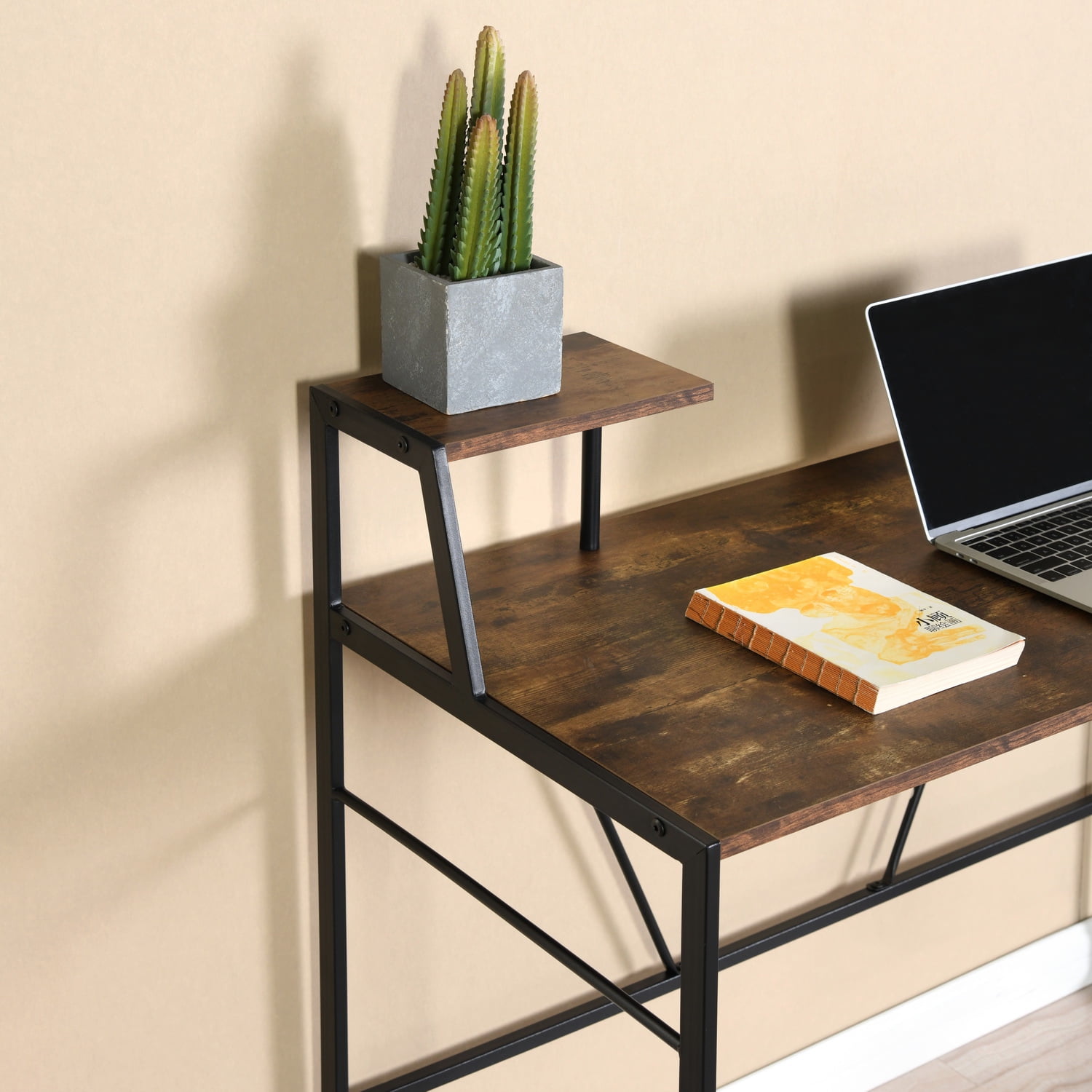 Kepooman Computer Desk, Modern Simple Style Desk for Home Office, Sturdy Writing Desk, Walnut Color Kepooman Computer Desk, Modern Simple Style Desk for Home Office, Sturdy Writing Desk, Walnut Color