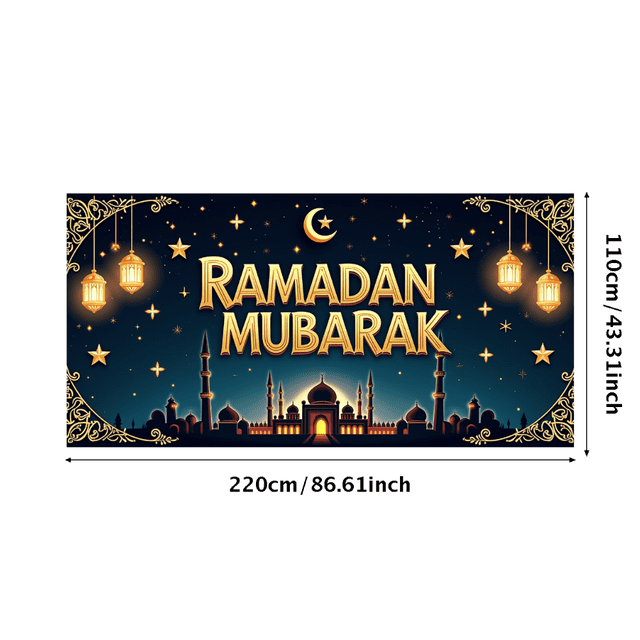 Ramadan Mubarak Lanterns Mosque Design Backdrop Banner Party Celebration Photography Props Decorations Islamic Festival Background