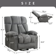 JONPONY Power Lift Recliner Chair Recliners for Elderly with Heat and Massage Recliner Chair for Living Room with Infinite Position and Side Pocket,USB Charge Port,Grey