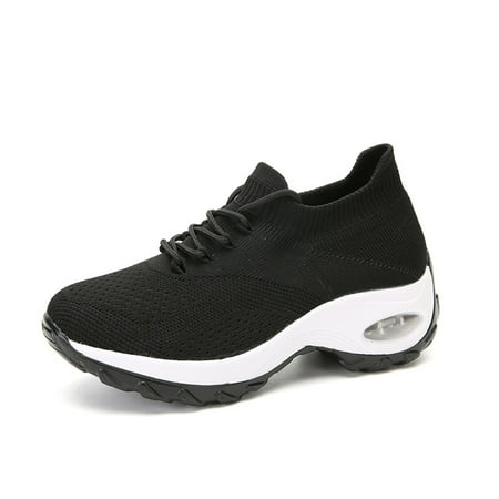 Lopsie Slip On Breathe Mesh Walking Shoes Women Fashion Sneakers Comfort Wedge Platform Loafers