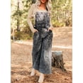 thumbnail image 2 of KelaJuan Women Denim Bib Overalls Solid Color Loose Wide Leg Jumpsuit Romper Pants with Pockets for Streetwear, 2 of 6