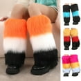 thumbnail image 2 of Yokua Furry Plush Contrast Color Leg Warmer Warm Winter Fashion Boot Cuffs Gaiters, 2 of 20