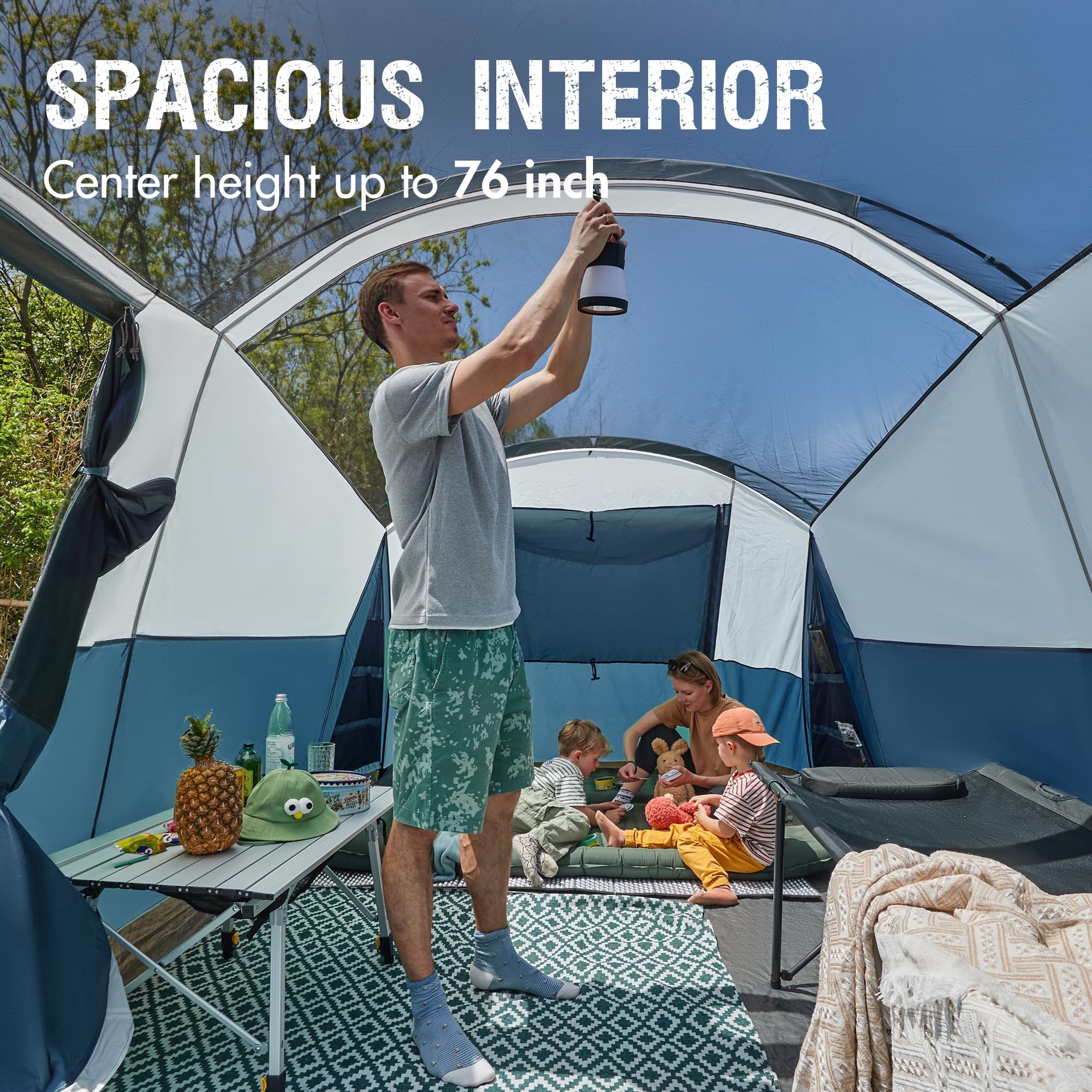 PORTAL Family Camping Tent for 6/8/10 People with Screen Room Water Resistant Rainfly Ideal for Outdoor Camping Parties