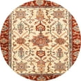 thumbnail image 1 of Ahgly Company Indoor Round Abstract Brown Gold Oriental Area Rugs, 3' Round, 1 of 6