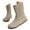 Khaki, variant on Flat Fall Boots for Women Wide Calf Soft Leather Mid Calf Booties Vintage Round Toe Pull on Ankle Boots