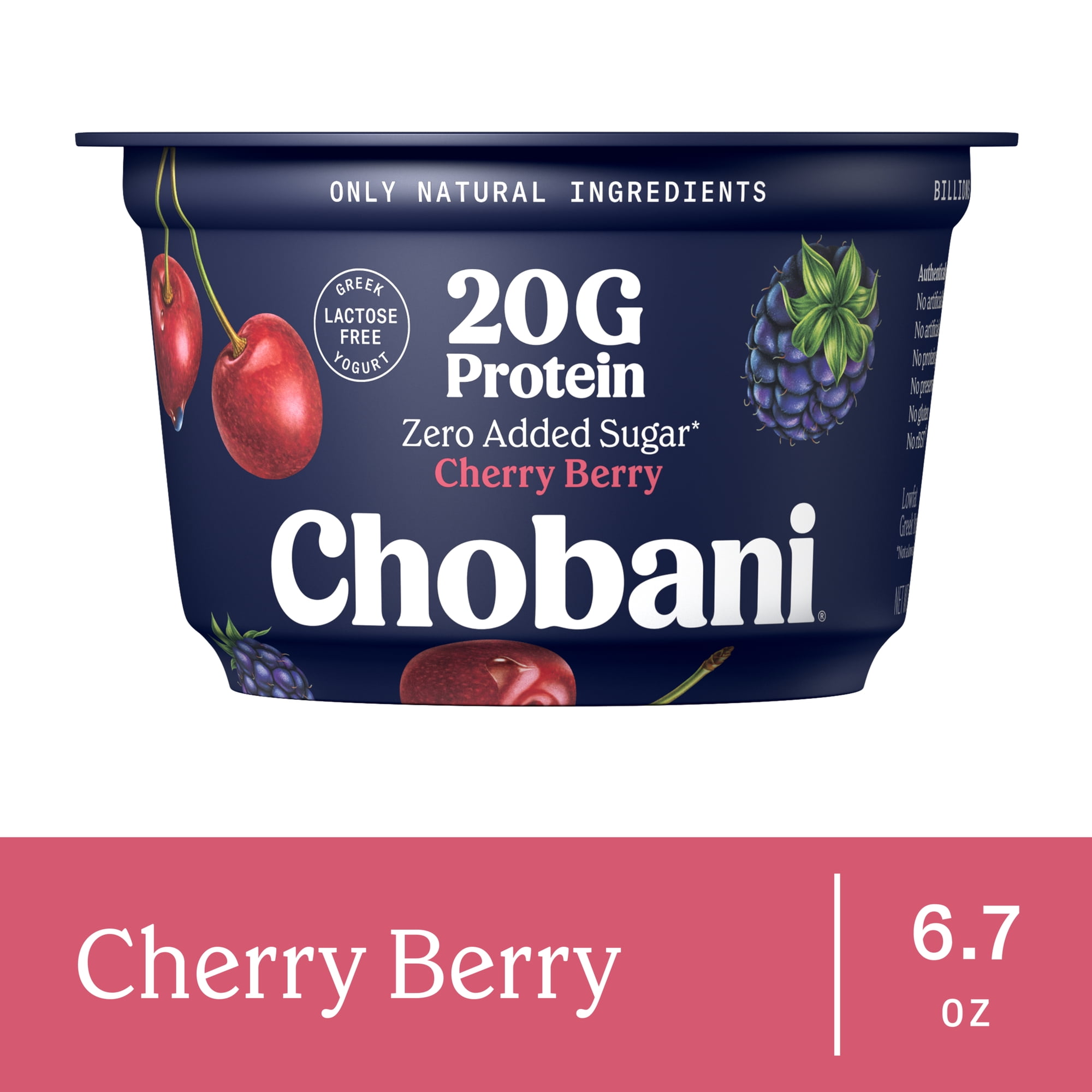 Chobani 20G Protein Low-Fat Greek Yogurt Cherry Berry 6.7oz Cup
