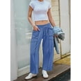 thumbnail image 5 of Womens Baggy Barrel Pants Wide Leg Lounge Drawstring Sweatpants with Pockets, 5 of 8