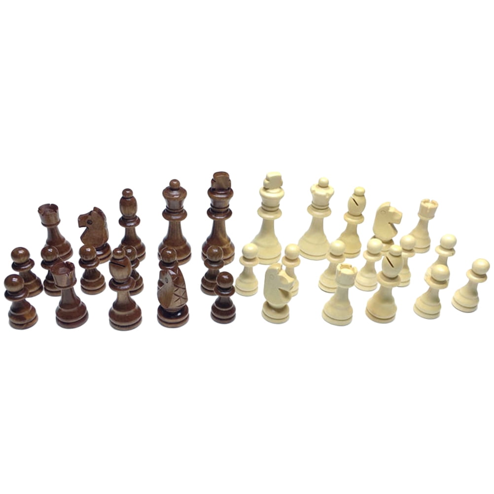 32pcs International Chess Pieces Wooden Chess Pieces Chess Board Replacement Acc 