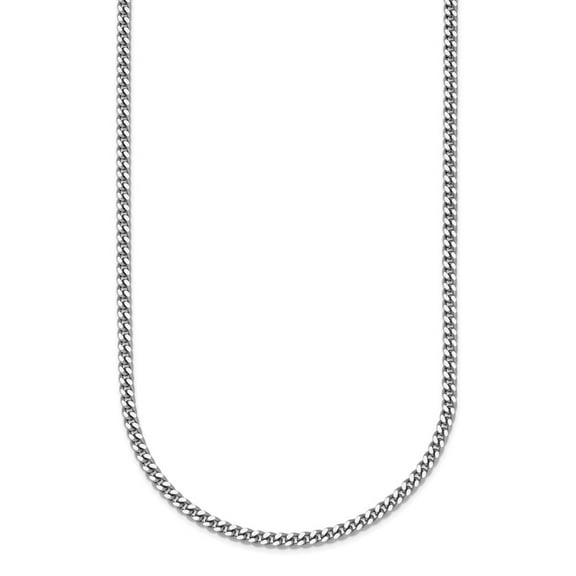 Auriga Fine Jewelry Platinum Polished 2.5 mm Solid Curb Chain Necklace for Women 16"