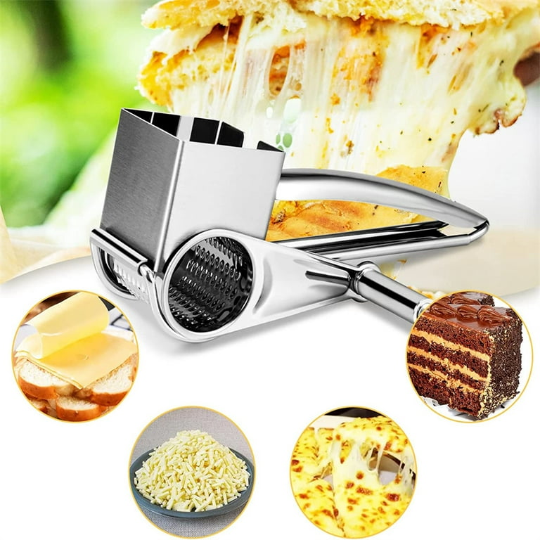 Manual Rotary Cheese Grater with Handle Parmesan Cheese Grater with 2 Drums