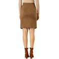 thumbnail image 3 of INSPIRE CHIC Women's A-Line Front Slit Knee Length Wrap Faux Suede Skirt XS Brown, 3 of 7