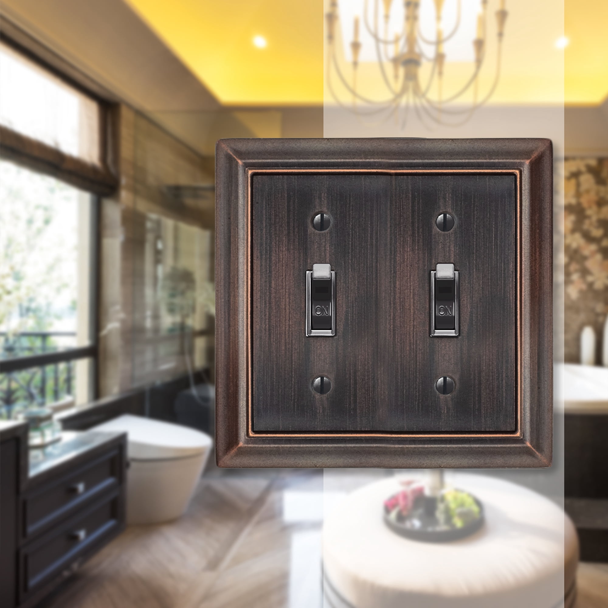 Elumina 150TTDBNB Sydney Aged Bronze Steel 2 Toggle Standard 5 in. Tall Wallplate