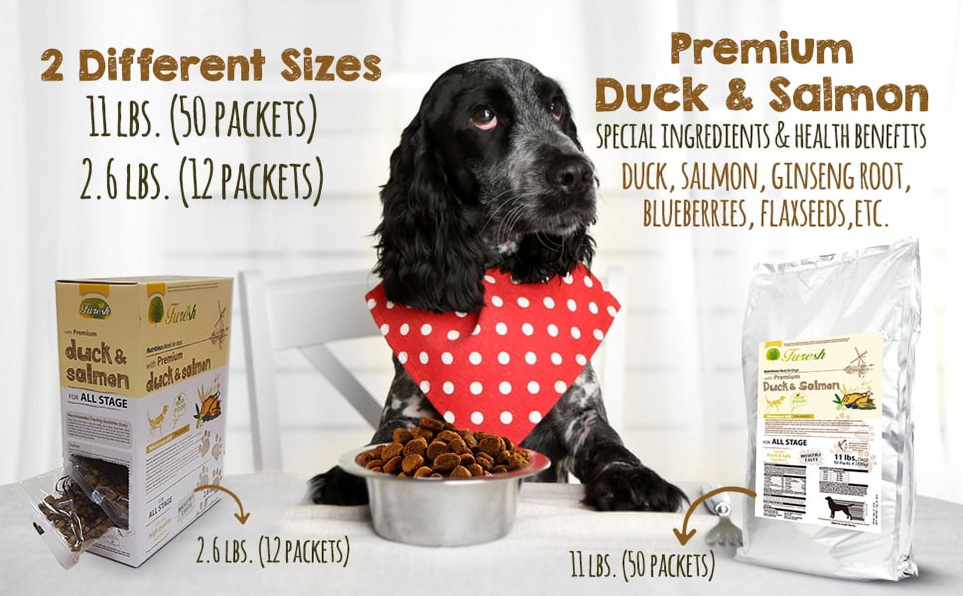 FURESH Limited Ingredient Dry Dog Food, Duck & Salmon Recipe, 11 lb Bag