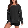 thumbnail image 1 of Sudadera RUBZOOF para mujer, casual, cuello redondo, color negro S, 1 of 5