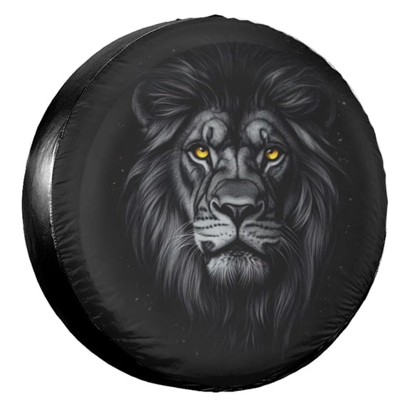 KAKALAD Lion Head Black 01 Spare Tire Cover Wheel Protectors Weatherproof Universal Vehicle Dust-Proof for Trailer Rv SUV Truck Camper Travel Trailer Accessories 14 ” Inch