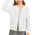 thumbnail image 3 of Girls Bomber Jacket Zip Up Casual Loose Jacquard Coat Lightweight Trendy Varsity Jacket Fall Outerwear with Pockets, 3 of 5
