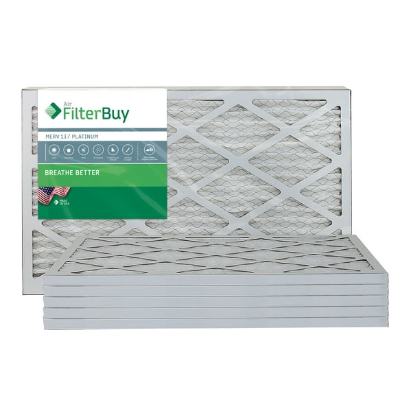 FilterBuy 14x25x1 MERV 13 Pleated AC Furnace Air Filter, (Pack of 6