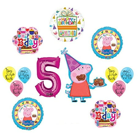  Peppa  Pig  5th Birthday  Party  Balloon supplies  and 