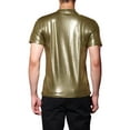 thumbnail image 3 of Lars Amadeus Men's Metallic Shiny Nightclub Short Sleeve Party Disco T-Shirt, 3 of 6